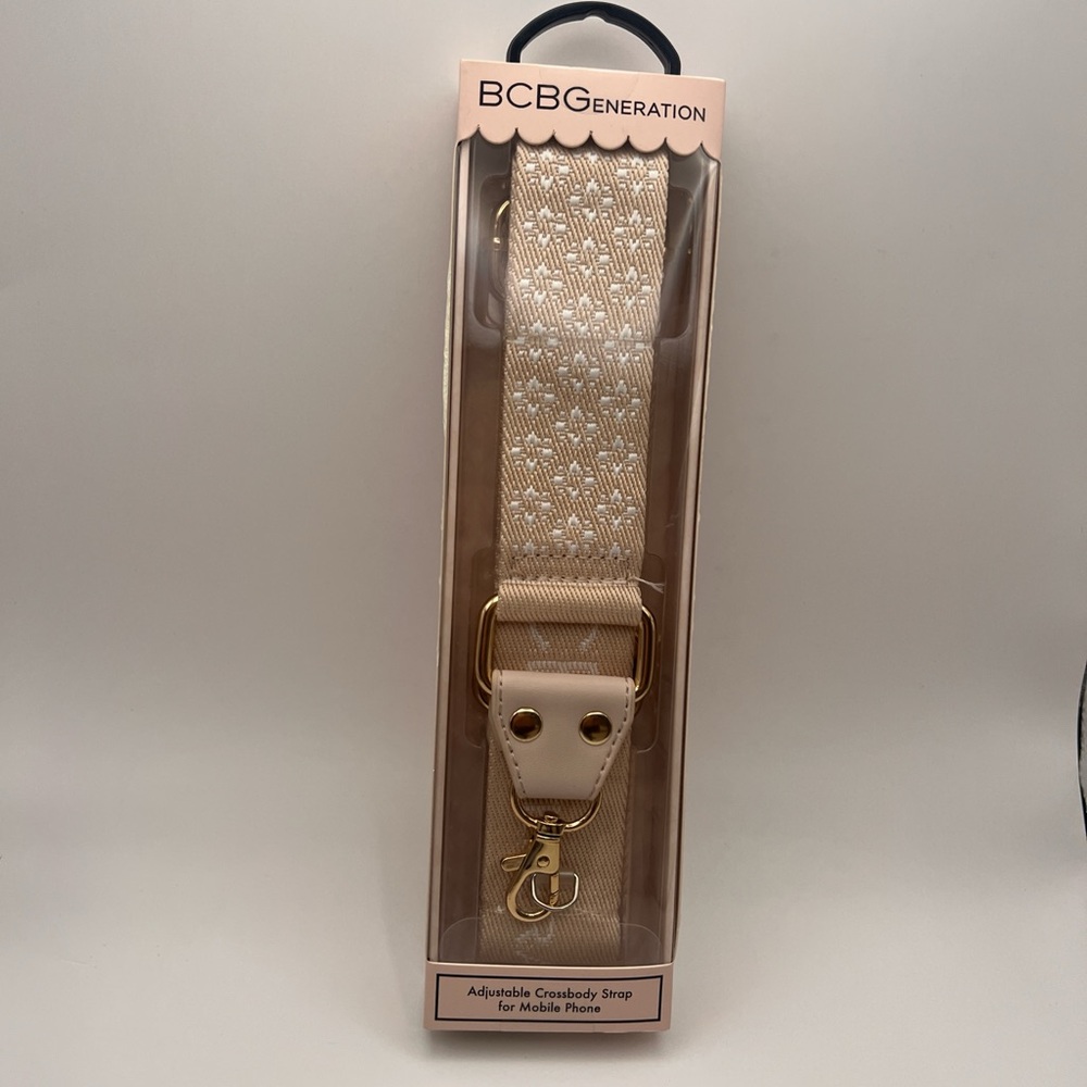 BCBGeneration Cream Crossbody Strap with Gold Accents